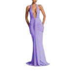 Solid Color Elegant Halter Deep V Waist-slimming Long Dress - Image 10