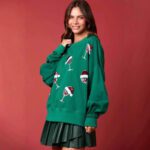 Christmas-themed Double-decorated Sequin Crewneck Hoodie - Image 5