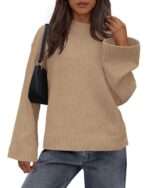 Casual Round Neck Solid Color Knitted Sweaters Women's Clothing - Image 4