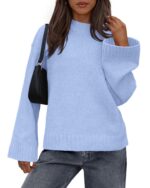 Casual Round Neck Solid Color Knitted Sweaters Women's Clothing - Image 5