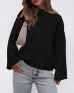 Casual Round Neck Solid Color Knitted Sweaters Women's Clothing - Image 6