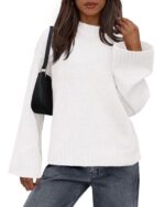 Casual Round Neck Solid Color Knitted Sweaters Women's Clothing - Image 9