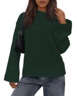 Casual Round Neck Solid Color Knitted Sweaters Women's Clothing - Image 3