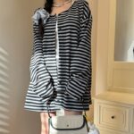 Striped Cardigan Casual Coat Women Loose Lazy Style - Image 2