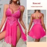 Womens Sexy Mesh Lace Embroidered Camisole Nightdress - Image 9