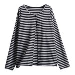 Striped Cardigan Casual Coat Women Loose Lazy Style - Image 4