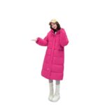 Womens Relaxed-fit Long Cotton Coat With A Hood Casual And Solid-colored - Image 2