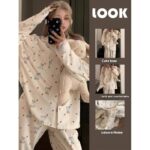 Coral Fleece Soft Skin-friendly Homewear Fleece-lined Thick Warm Pajamas Suit Female Winter - Image 2