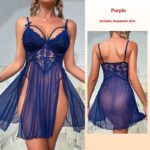 Womens Sexy Mesh Lace Embroidered Camisole Nightdress - Image 7
