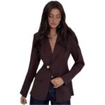 Womens Solid-Color V-Neck Elegant Slim-Fit Blazer - Image 6