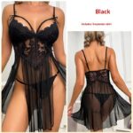 Womens Sexy Mesh Lace Embroidered Camisole Nightdress - Image 3