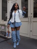 Casual Womens Patchwork Denim Blazer - Image 6