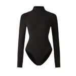 Solid-color Form Fitting Long Sleeve Yoga Bodysuit - Image 5
