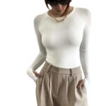 Long-sleeved Crew-neck Pullover Bodycon Top That Flatters And Slims The Figure - Image 3