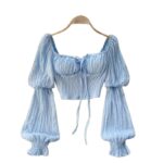 Bow-tie-cinched Figure-hugging Long-sleeve Top - Image 9