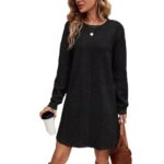 Womens Knitted Jacquard Long-Sleeve Casual Maxi Dress - Image 3