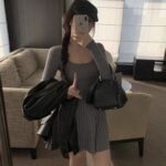 Womens Slim Fit Pleated Long Sleeve Dress - Image 5