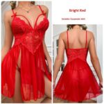 Womens Sexy Mesh Lace Embroidered Camisole Nightdress - Image 4