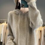 Stylish Womens Knitted Pullover With A Hood - Image 3
