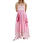 Elegant Printed Striped High-Waist Swing Dress - Image 3