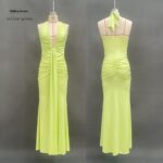 Solid Color Elegant Halter Deep V Waist-slimming Long Dress - Image 8
