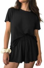 Relaxed Casual Cre Neck Short Sleeve Top And Shorts Set - Image 10
