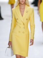 Elegant Tailored Blazer-collar Waist-cinched Sheath Dress - Image 2