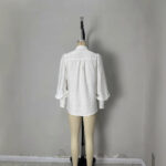 Lantern Sleeve Lace-trimmed White Blouse - Image 5