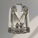 Elegant And Sophisticated Printed Knit Womens Jacket With A Lapel Neckline - Image 7