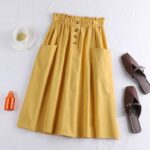 Women's Cotton-linen Utility Skirt With Pockets - Image 7