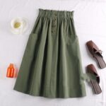 Women's Cotton-linen Utility Skirt With Pockets