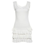 Womens Solid-Color Slim-Fit Street-Style U-Neck Sleeveless Dress - Image 5