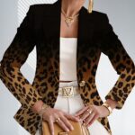 Elegant And Sophisticated Printed Knit Womens Jacket With A Lapel Neckline