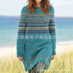 Womens Printed Chunky-Knit Fabric Long-Sleeve Dress - Image 6