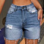 Womens High-Elastic Cropped Ripped Denim Shorts For Summer Street Style In Europe And The US - Image 3
