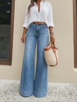 Womens Fashionable Vintage Washed Slim-Fit Jeans - Image 2