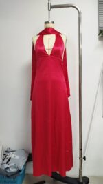 Womens Floral Halterneck Deep V-Neck Backless Bodycon Maxi Dress - Image 5