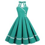 Retro-style Cinched-waist A-line 1950s Dress With A Voluminous Skirt - Image 6